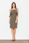 Chic Figl Daydress with Frills - Soft Knitwear, Shoulder-Revealing Style, Available in Various Colours