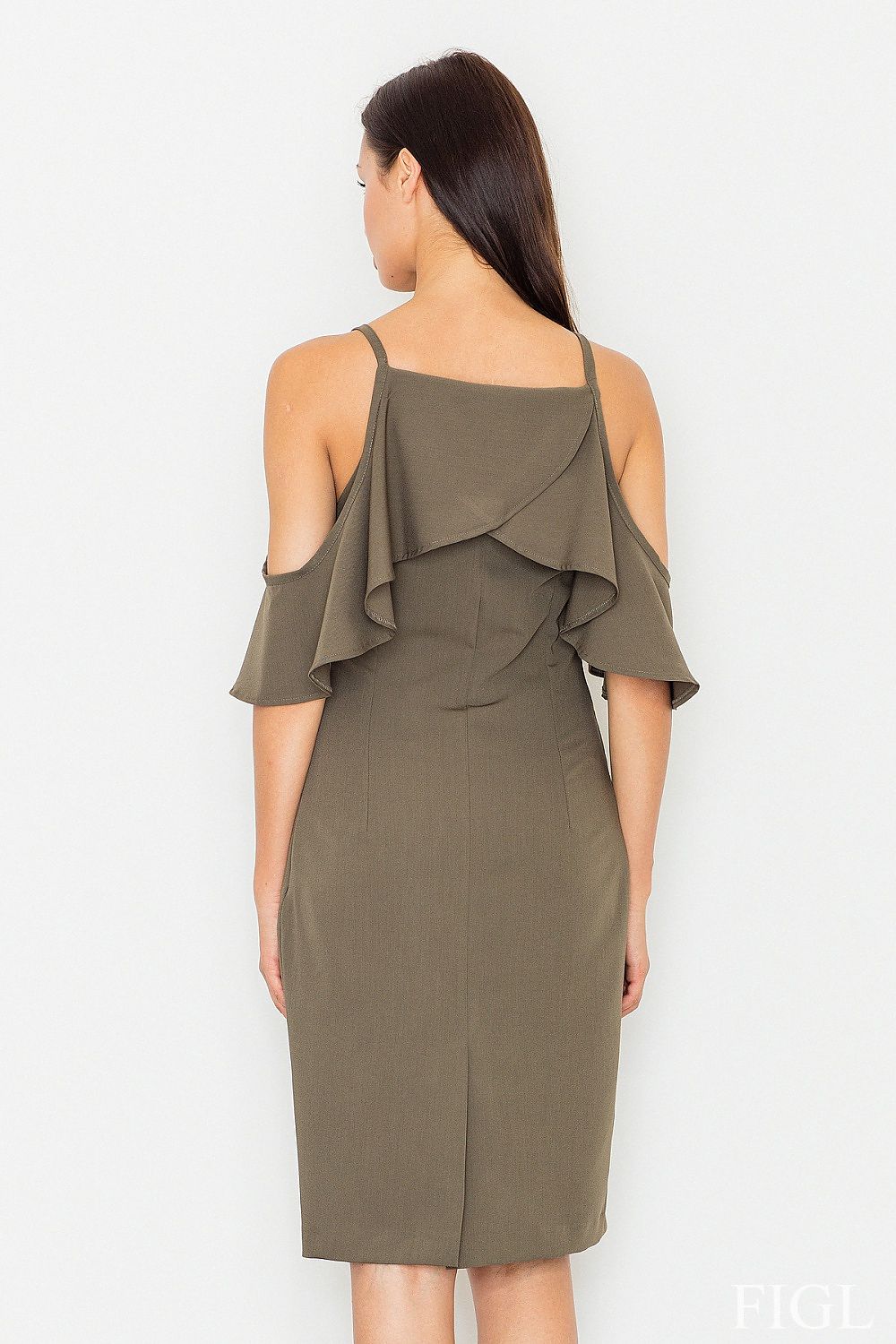 Chic Figl Daydress with Frills - Soft Knitwear, Shoulder-Revealing Style, Available in Various Colours