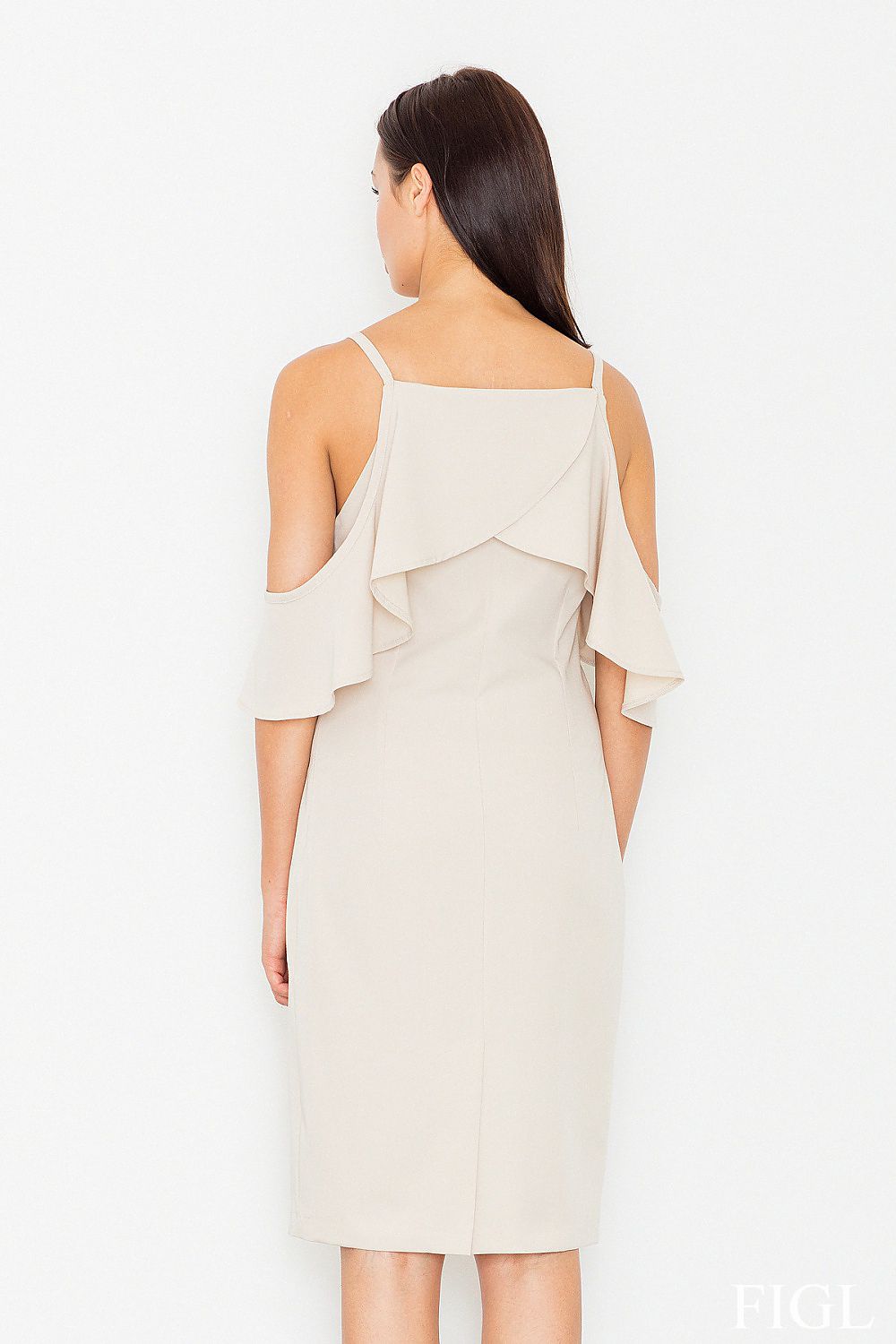 Chic Figl Daydress with Frills - Soft Knitwear, Shoulder-Revealing Style, Available in Various Colours