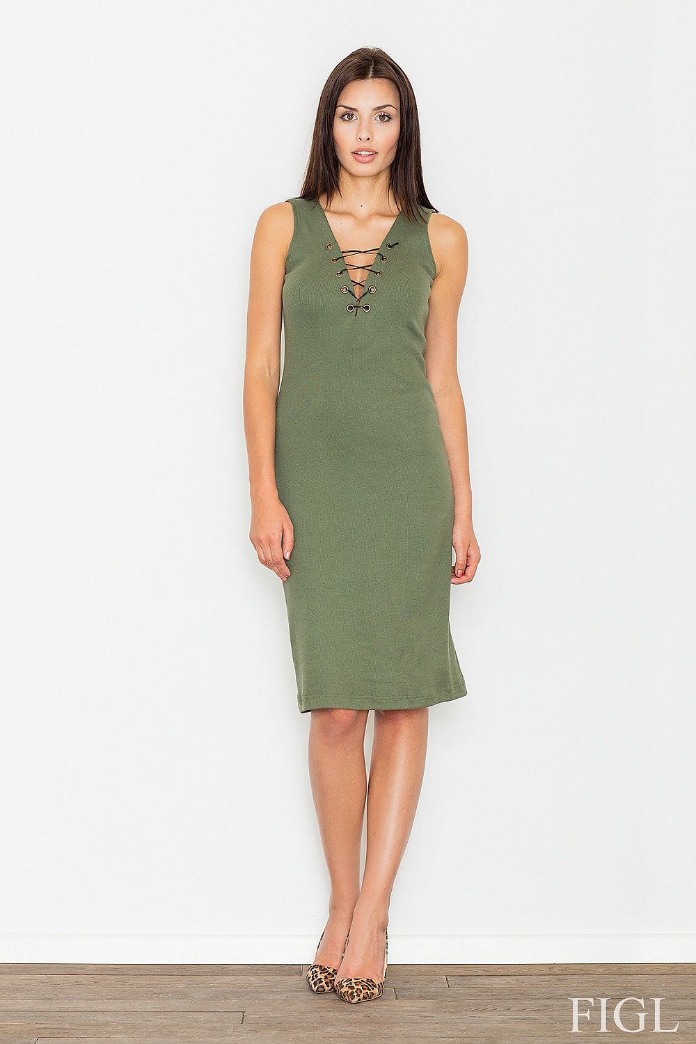Chic Figl Evening Dress in Smooth Cotton Knitwear – Flattering Silhouette & Elegant Neckline
