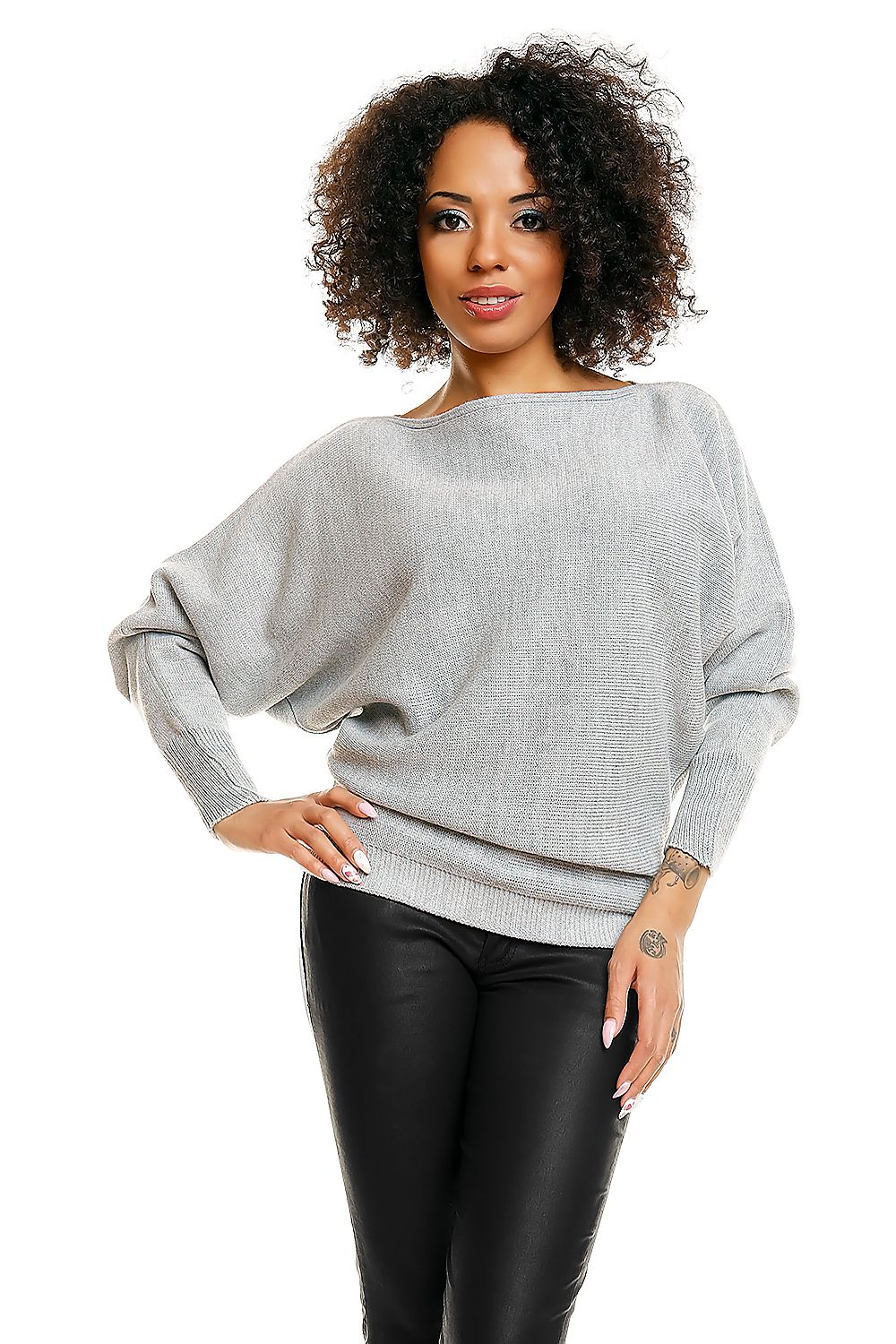 Chic Oversized Kimono Sweater with Boat Neckline by PeeKaBoo - Soft Acrylic, Bat Style, Flattering Fit