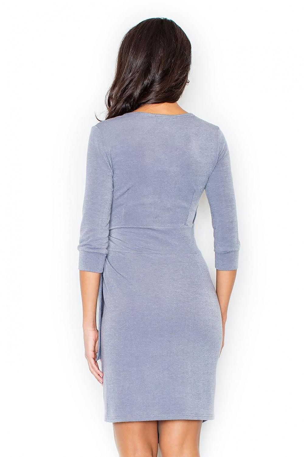 Asymmetrical Daydress With Tie Waist And 3/4 Sleeves By Figl - Elegant Evening Wear