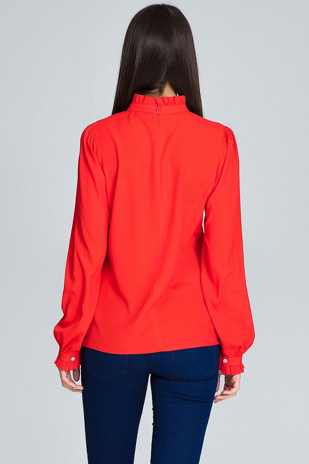 Elegant Figl Blouse with Pleated Long Sleeves and Frill Detail in Classic Modern Style