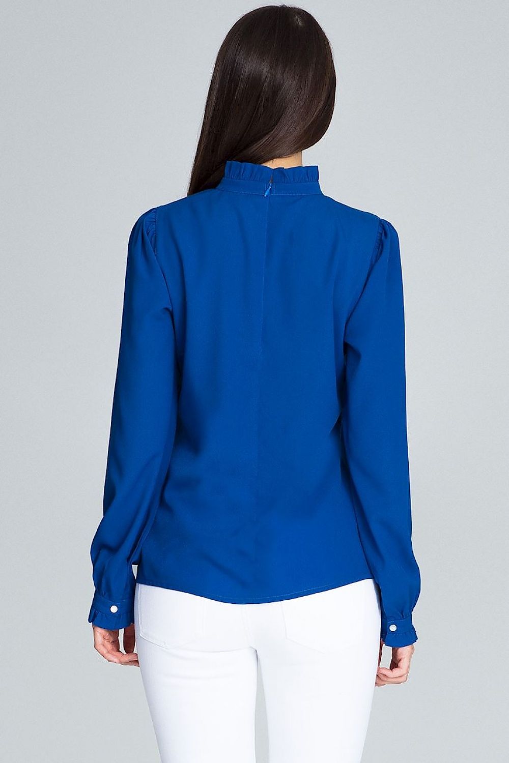 Elegant Figl Blouse with Pleated Long Sleeves and Frill Detail in Classic Modern Style