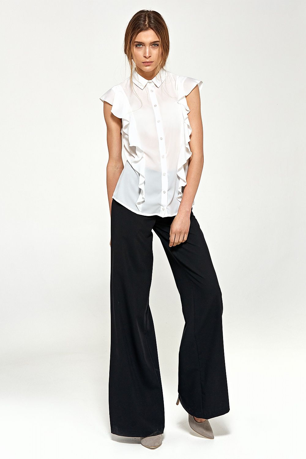 Elegant Nife Sleeveless Shirt with Trendy Frills - Perfect for Work and Casual Outings