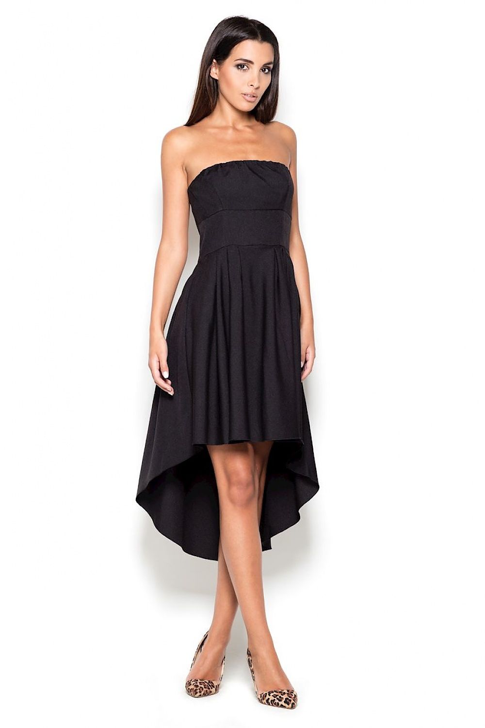 Asymmetrical Strapless Daydress by Lenitif - Elegant Polyester Fabric, Available in Sizes S-XL