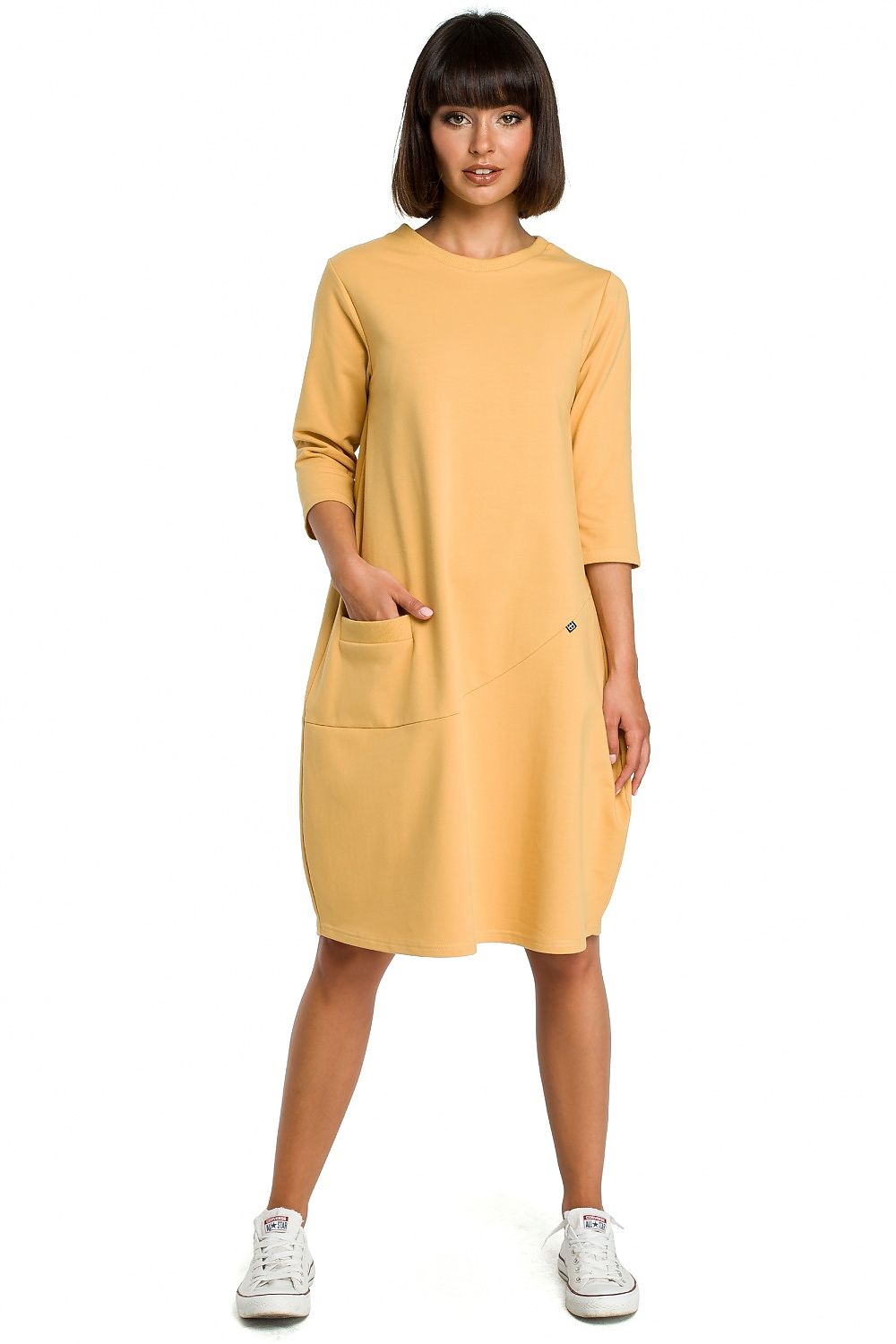 BeWear Luxurious Daydress - Soft Knit Cotton Blend, Versatile Fit With Pockets, Sizes S-XXL