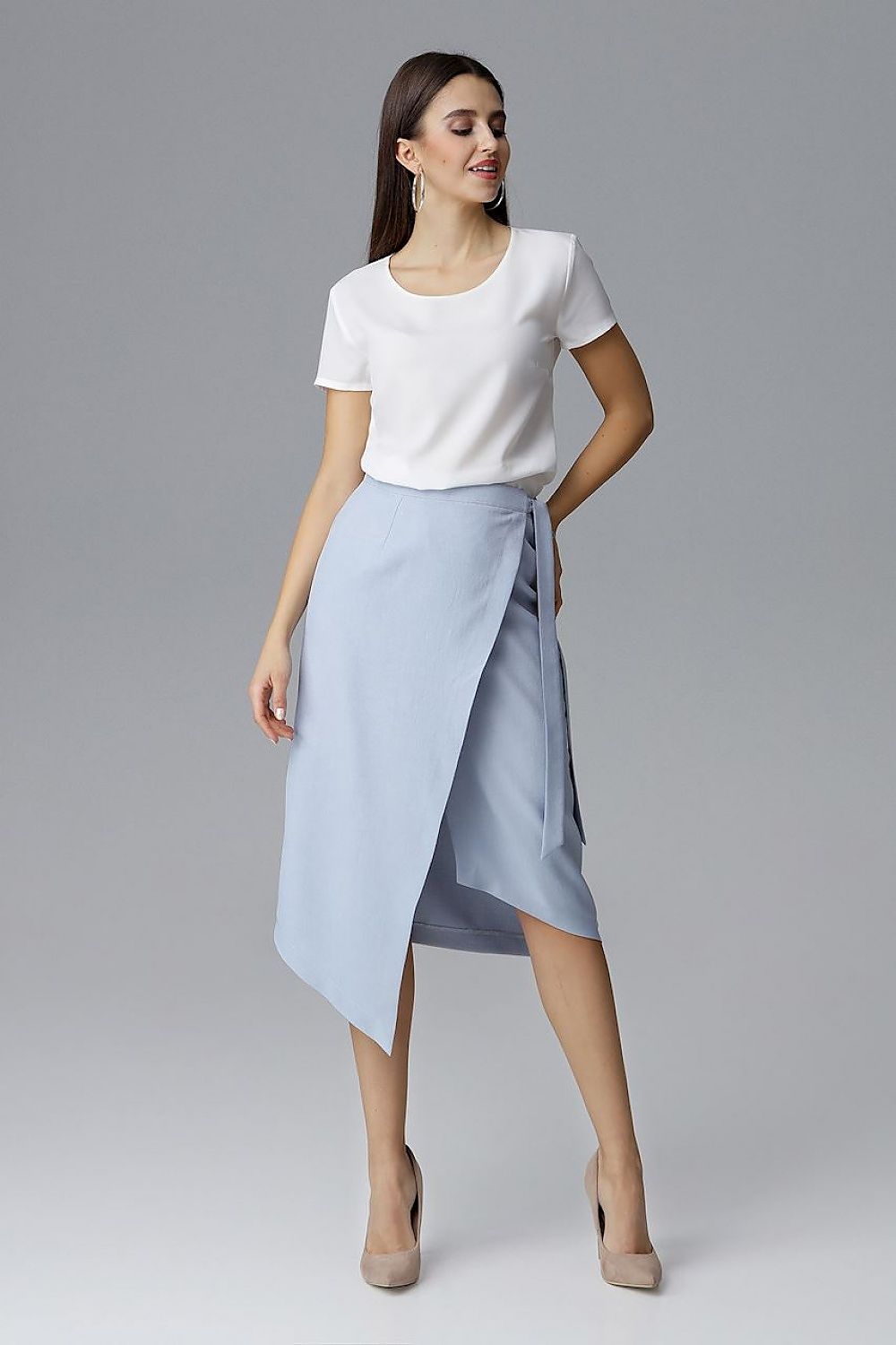 Elegant Asymmetrical Skirt by Figl - 100% Polyester, Tie Waist Design, Perfect for Any Occasion