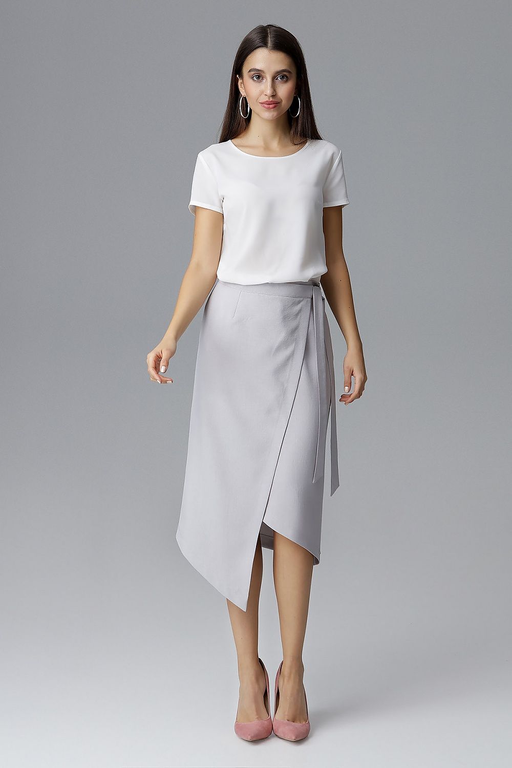 Elegant Asymmetrical Skirt by Figl - 100% Polyester, Tie Waist Design, Perfect for Any Occasion