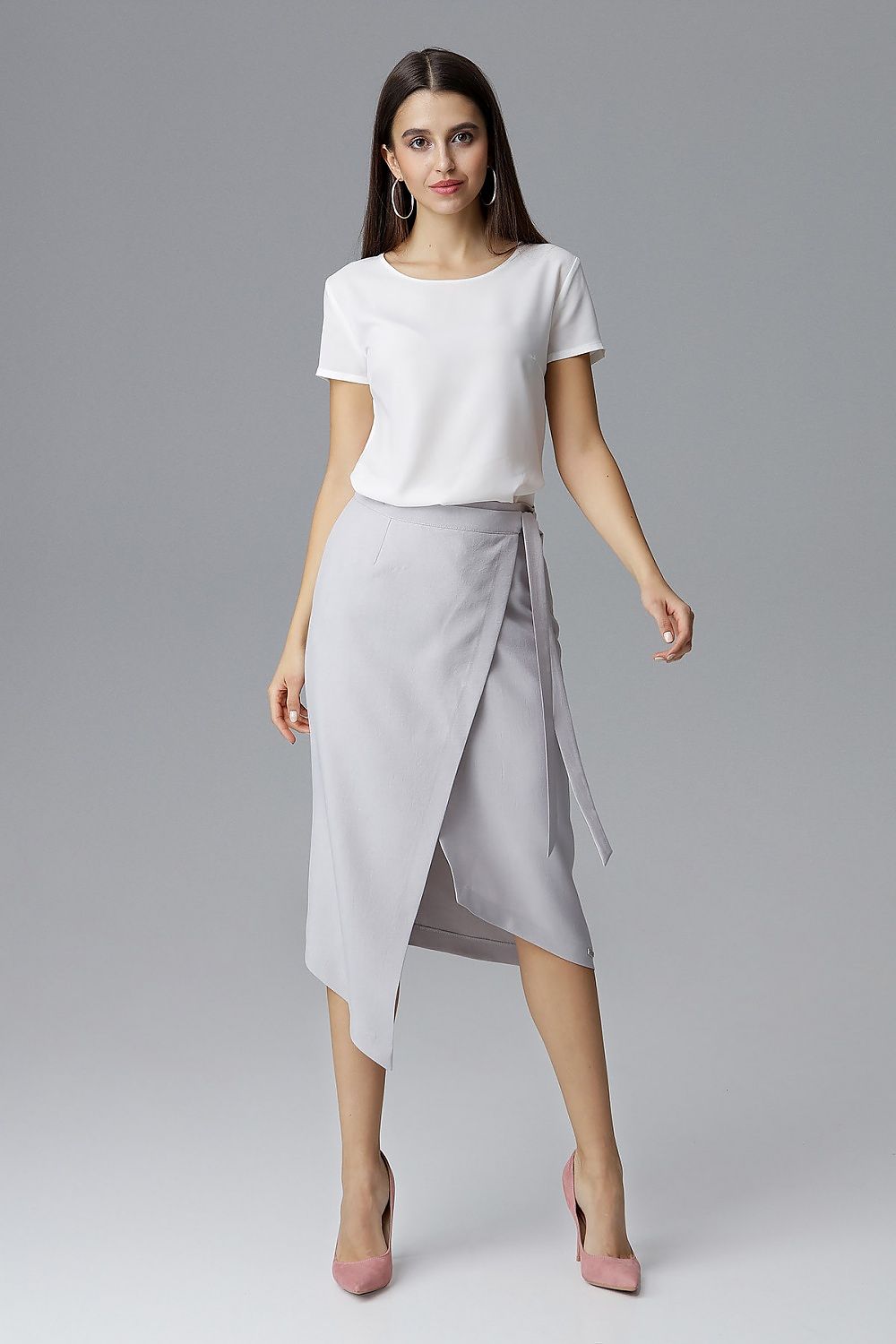 Elegant Asymmetrical Skirt by Figl - 100% Polyester, Tie Waist Design, Perfect for Any Occasion