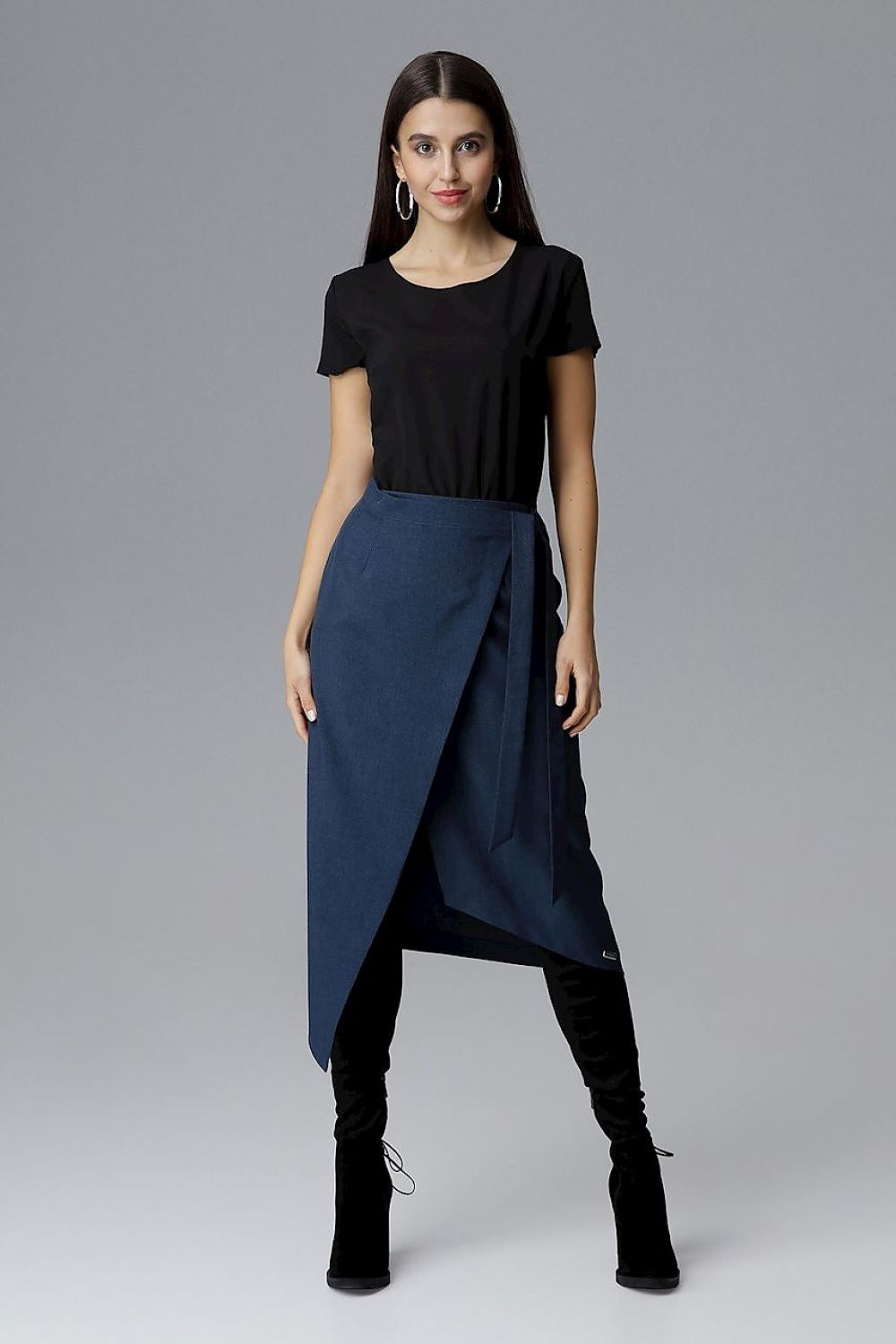 Elegant Asymmetrical Skirt by Figl - 100% Polyester, Tie Waist Design, Perfect for Any Occasion