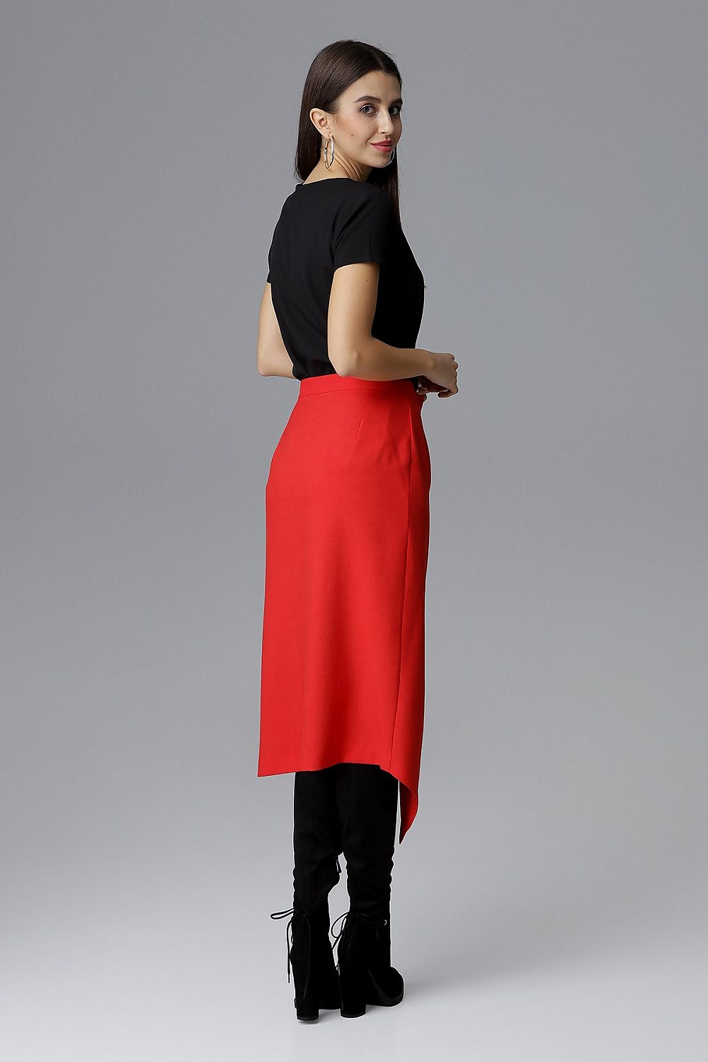 Elegant Asymmetrical Skirt by Figl - 100% Polyester, Tie Waist Design, Perfect for Any Occasion