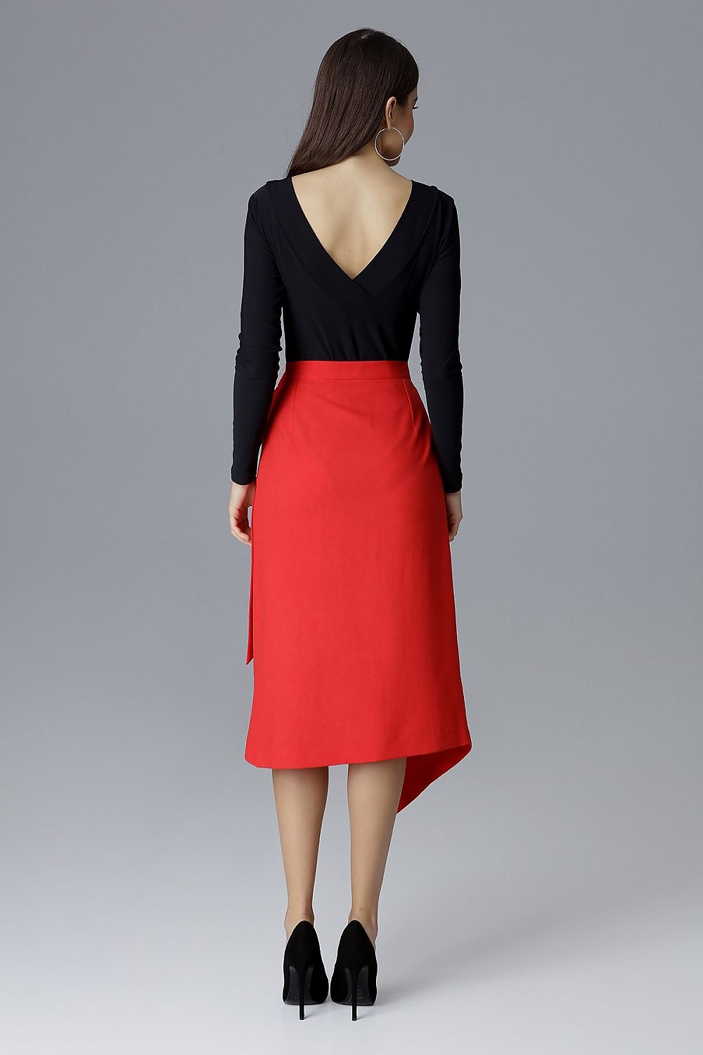 Elegant Asymmetrical Skirt by Figl - 100% Polyester, Tie Waist Design, Perfect for Any Occasion