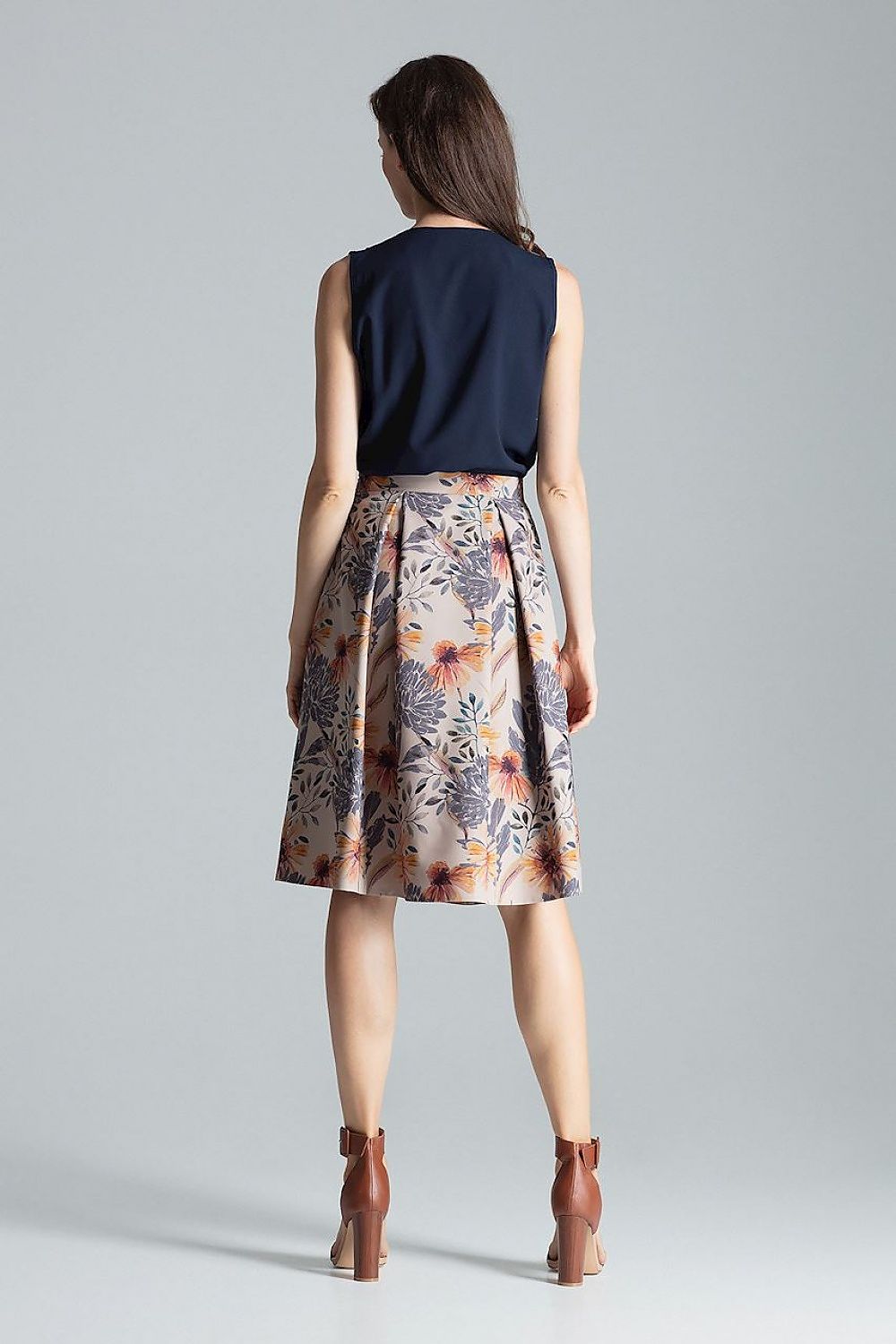 Elegant Burgundy Midi Skirt With Asymmetrical Slit - Figl, 100% Polyester, Side Zip Closure