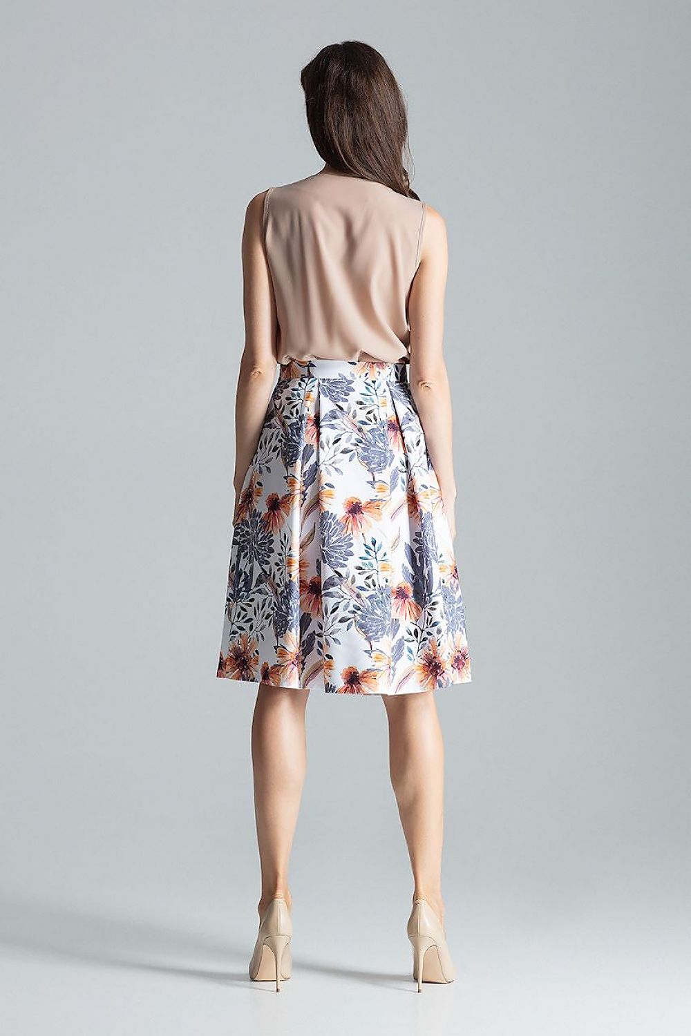 Elegant Burgundy Midi Skirt With Asymmetrical Slit - Figl, 100% Polyester, Side Zip Closure
