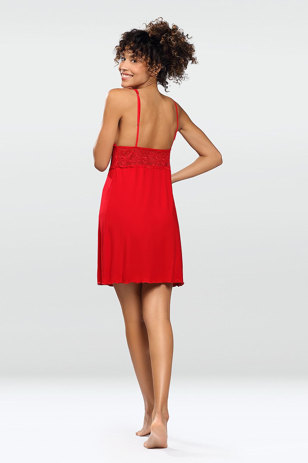 DKaren Sexy Chemise - 100% Viscose with Chic Lace and Adjustable Straps, Elegant Sensuality