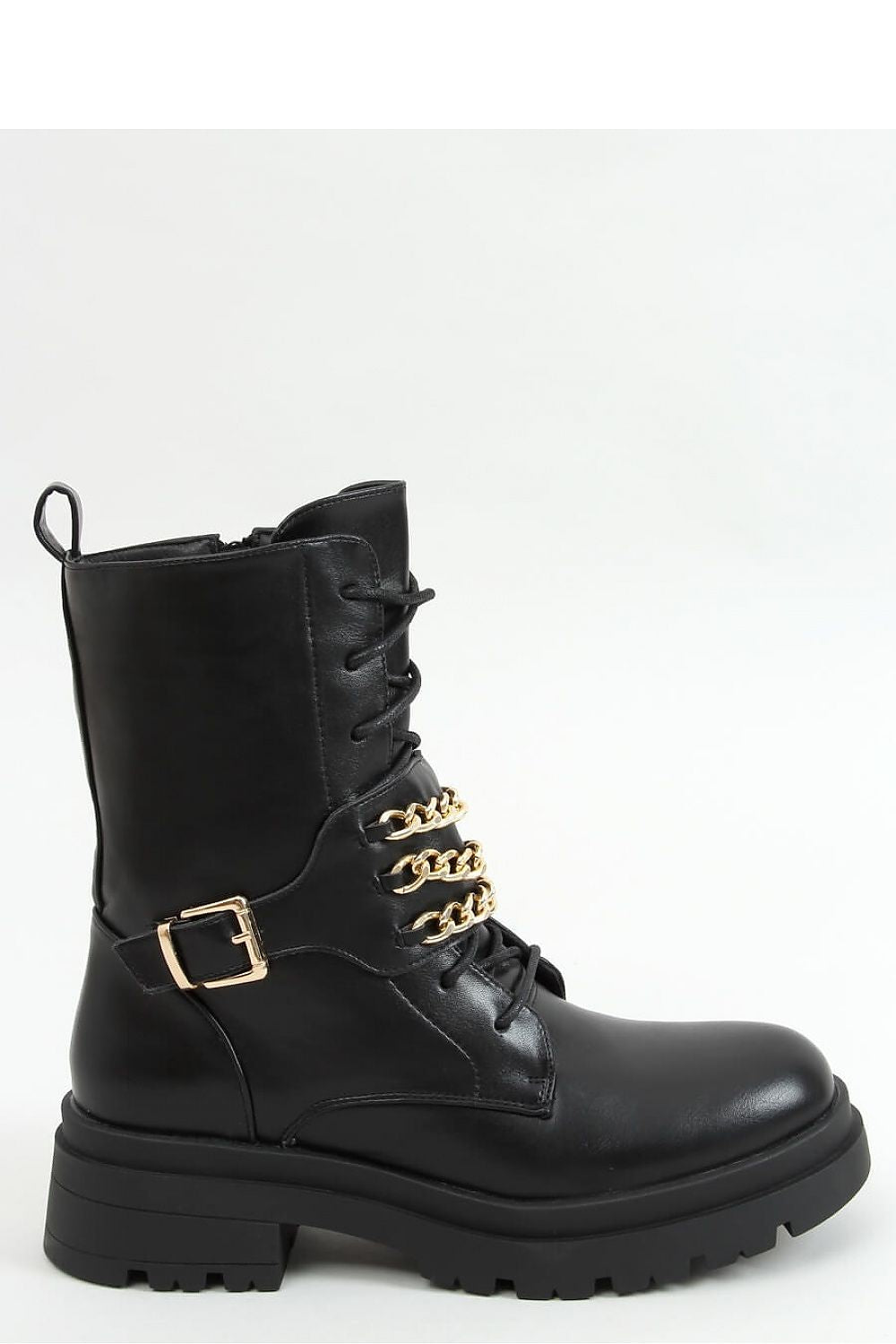 Inello Women's Lace-Up Booties with Gold Chains, 5cm Heel, Soft Leather & Fur Lining