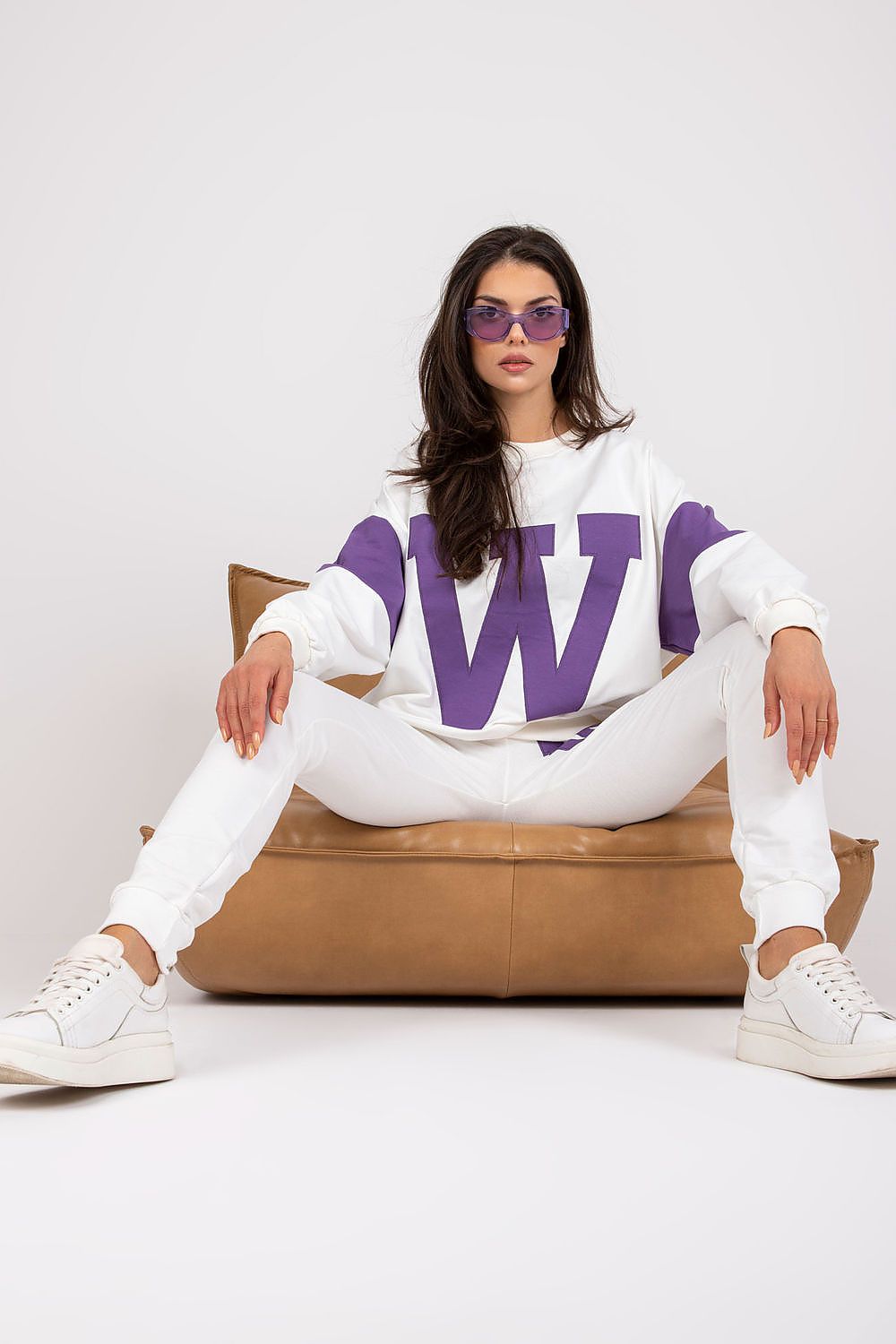 Luxury Women's Tracksuit Set - Loose Cut Sweatshirt with Tailored Pants and Cotton-Spandex Blend