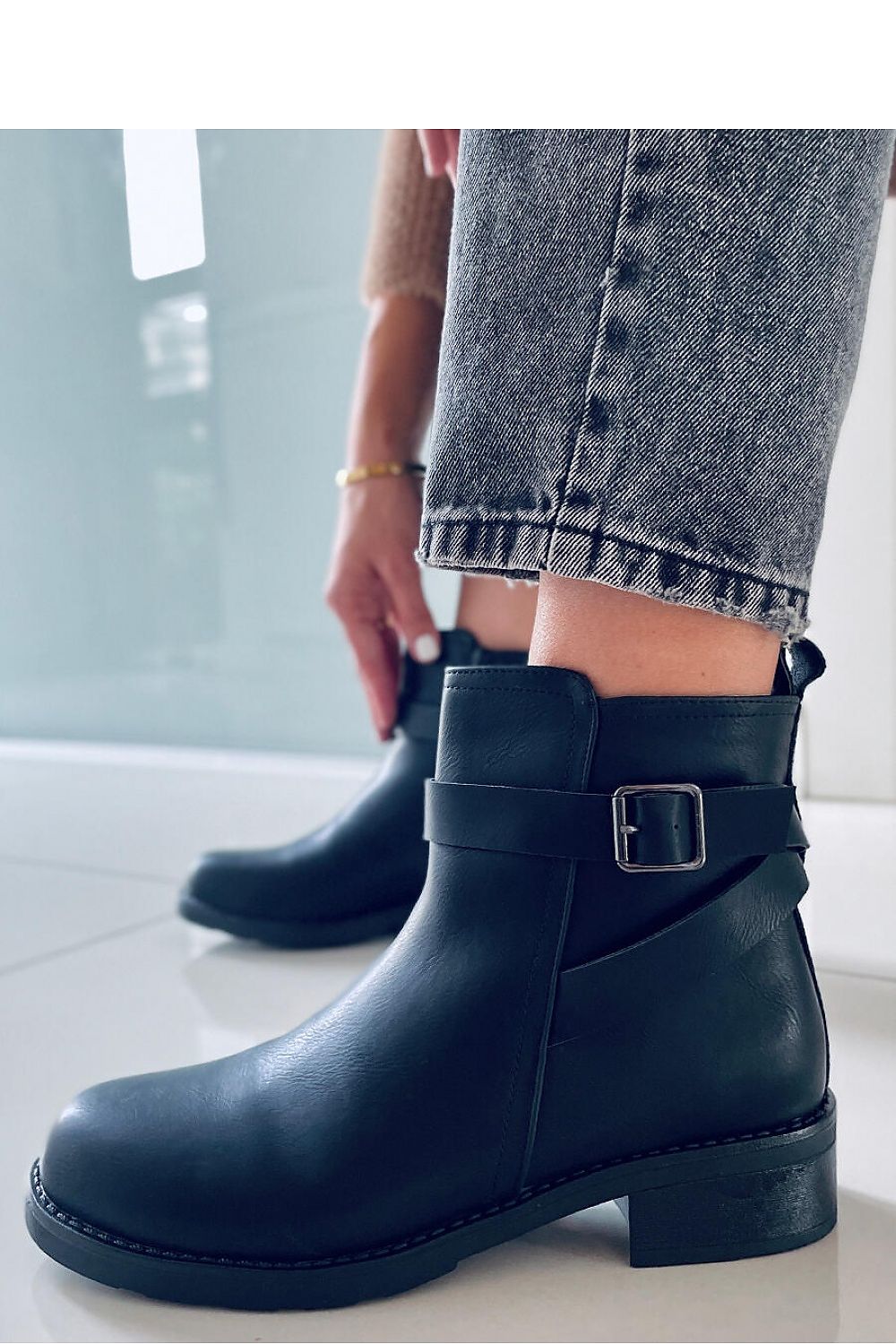 Inello Women's Jodhpur Boots with Buckle – Organic Leather, Foam Lining, 3.5cm Heel