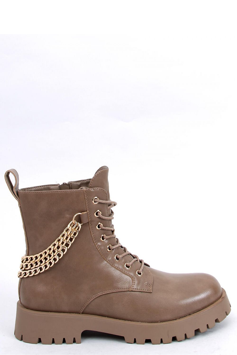 Chic Women's Lace-Up Boots Inello With Stylish Chains And Eco Leather