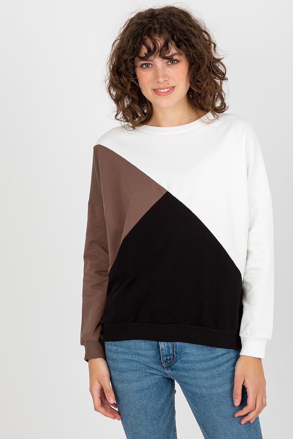 Luxury Women's Long Sleeve Cotton Blend Sweatshirt with Round Neckline in 3 Colours