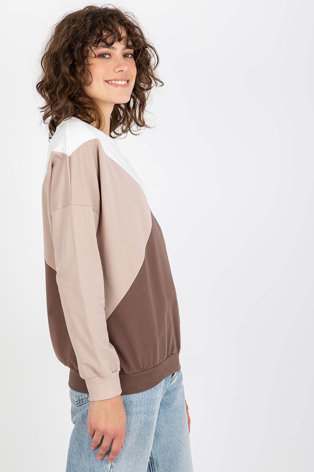 Luxury Women's Long Sleeve Cotton Blend Sweatshirt with Round Neckline in 3 Colours