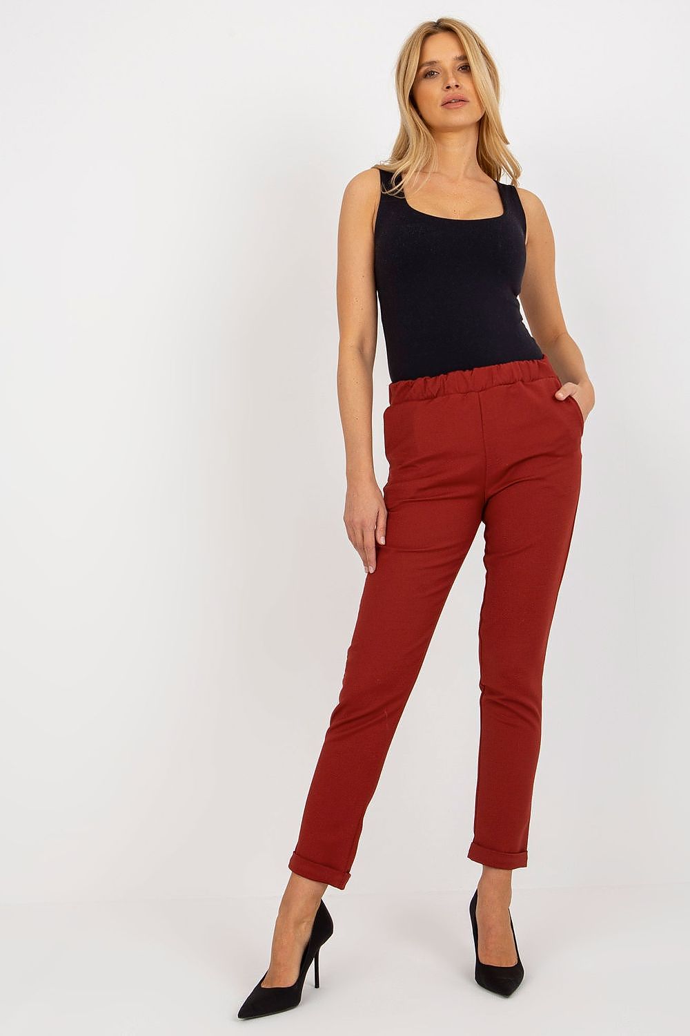Elegant Women's Lakerta Trousers with Elastic Waistband and Slip Pockets - Stylish Comfort