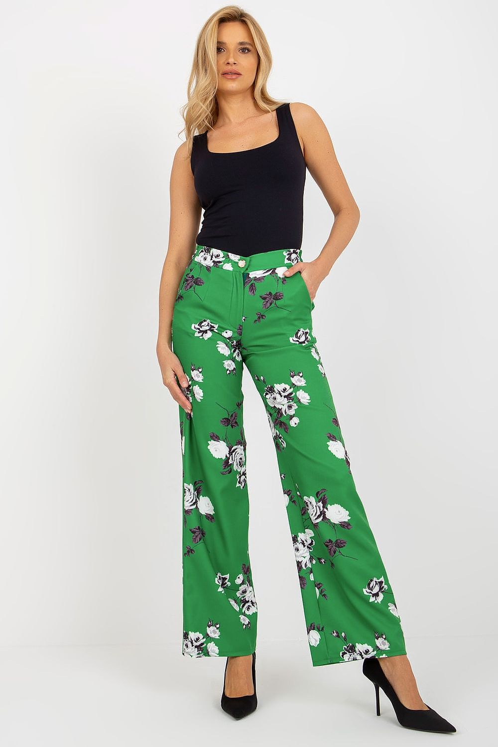 Elegant High-Waisted Women’s Wide-Leg Trousers by Lakerta - Comfortable Cotton Blend