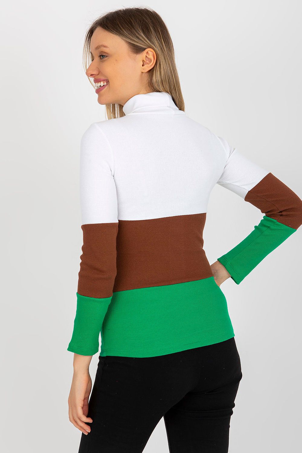 Elegant Women's Ribbed Turtleneck Sweater - Long Sleeve Cotton Blend, Available in 3 Colours