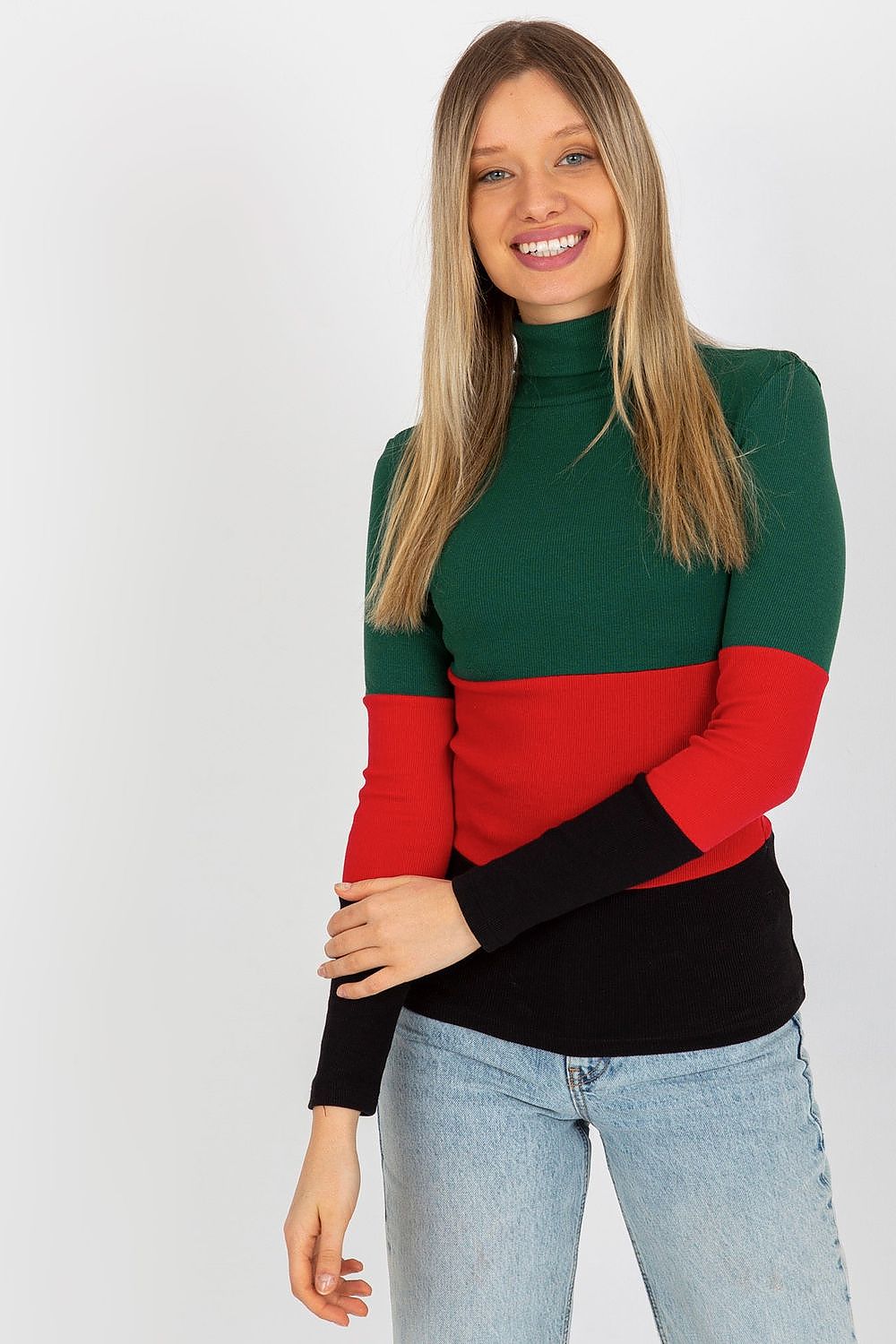 Elegant Women's Ribbed Turtleneck Sweater - Long Sleeve Cotton Blend, Available in 3 Colours