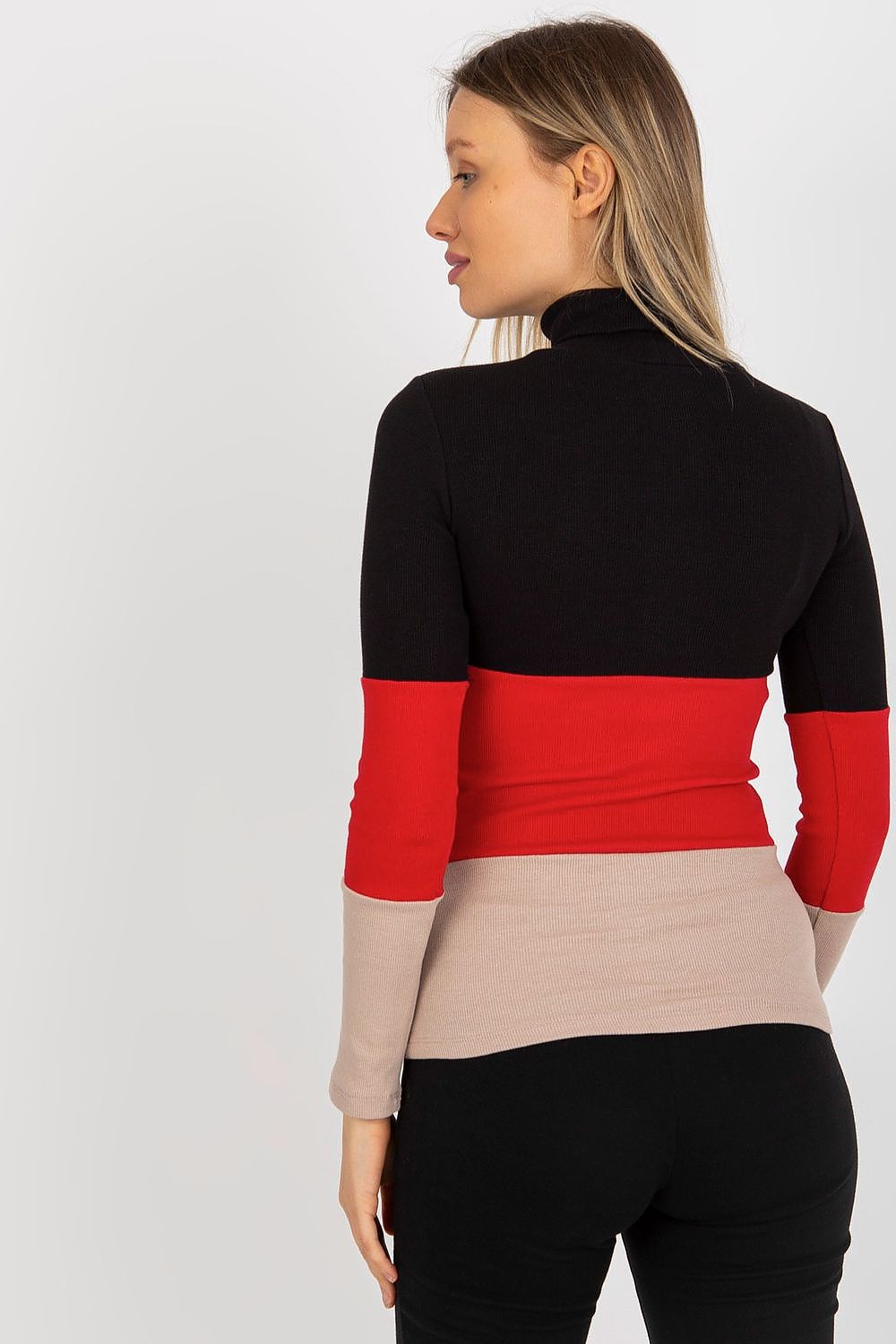 Elegant Women's Ribbed Turtleneck Sweater - Long Sleeve Cotton Blend, Available in 3 Colours