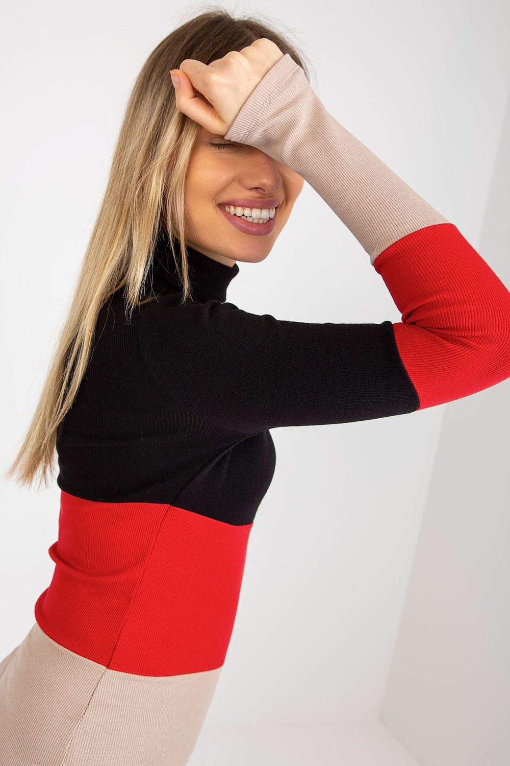 Elegant Women's Ribbed Turtleneck Sweater - Long Sleeve Cotton Blend, Available in 3 Colours