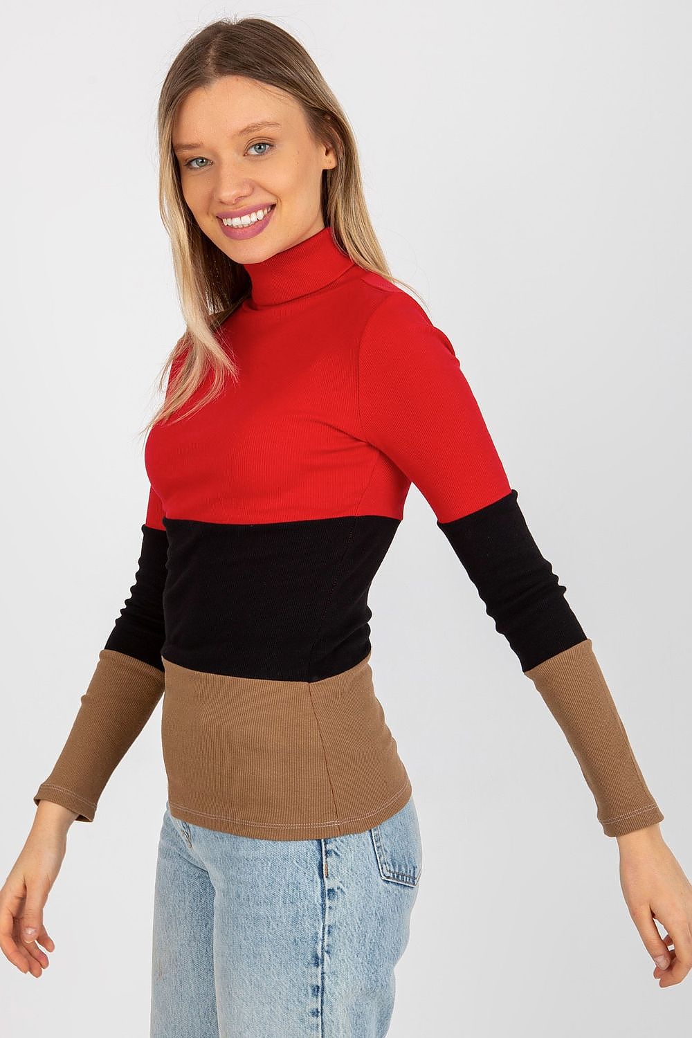 Elegant Women's Ribbed Turtleneck Sweater - Long Sleeve Cotton Blend, Available in 3 Colours