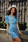 Elegant Mini Dress with Layered Neckline and Ruffled Sleeves by Roco Fashion - Versatile for Any Occasion