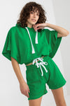 Luxury Ex Moda Tracksuit Set: Cotton Blend Blouse with Hoodie & Tie Waist Shorts
