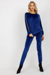 Elegant Velour Set with Rhinestone Sleeves, Blouse and Long Pants for Sophisticated Style