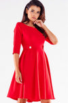 Blushed Awama Daydress with Decorative Buttons and Flattering Silhouette, Made in Poland