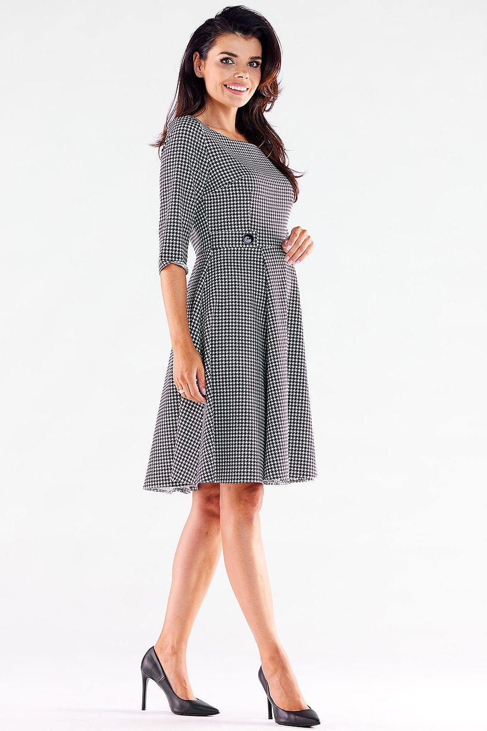 Blushed Awama Daydress with Decorative Buttons and Flattering Silhouette, Made in Poland