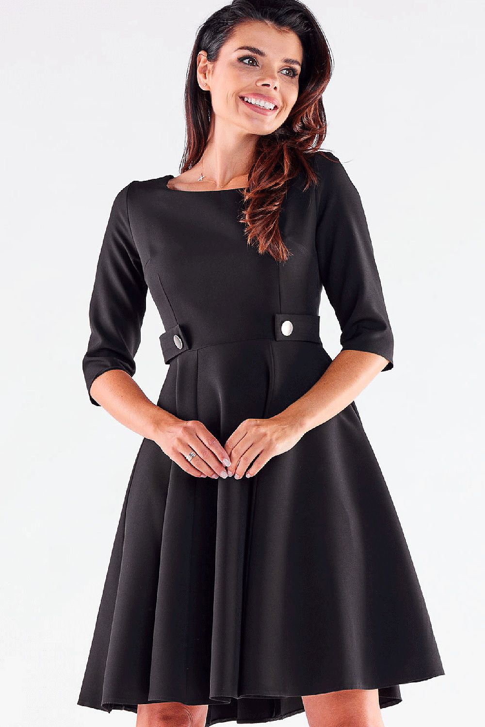 Blushed Awama Daydress with Decorative Buttons and Flattering Silhouette, Made in Poland