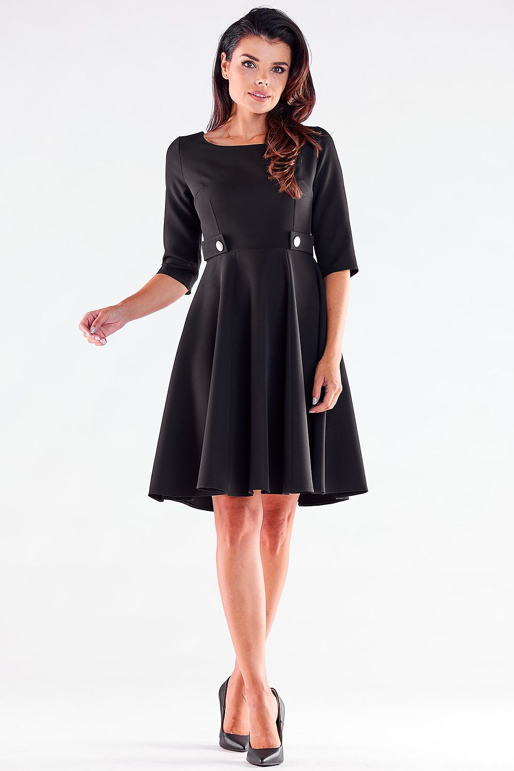 Blushed Awama Daydress with Decorative Buttons and Flattering Silhouette, Made in Poland