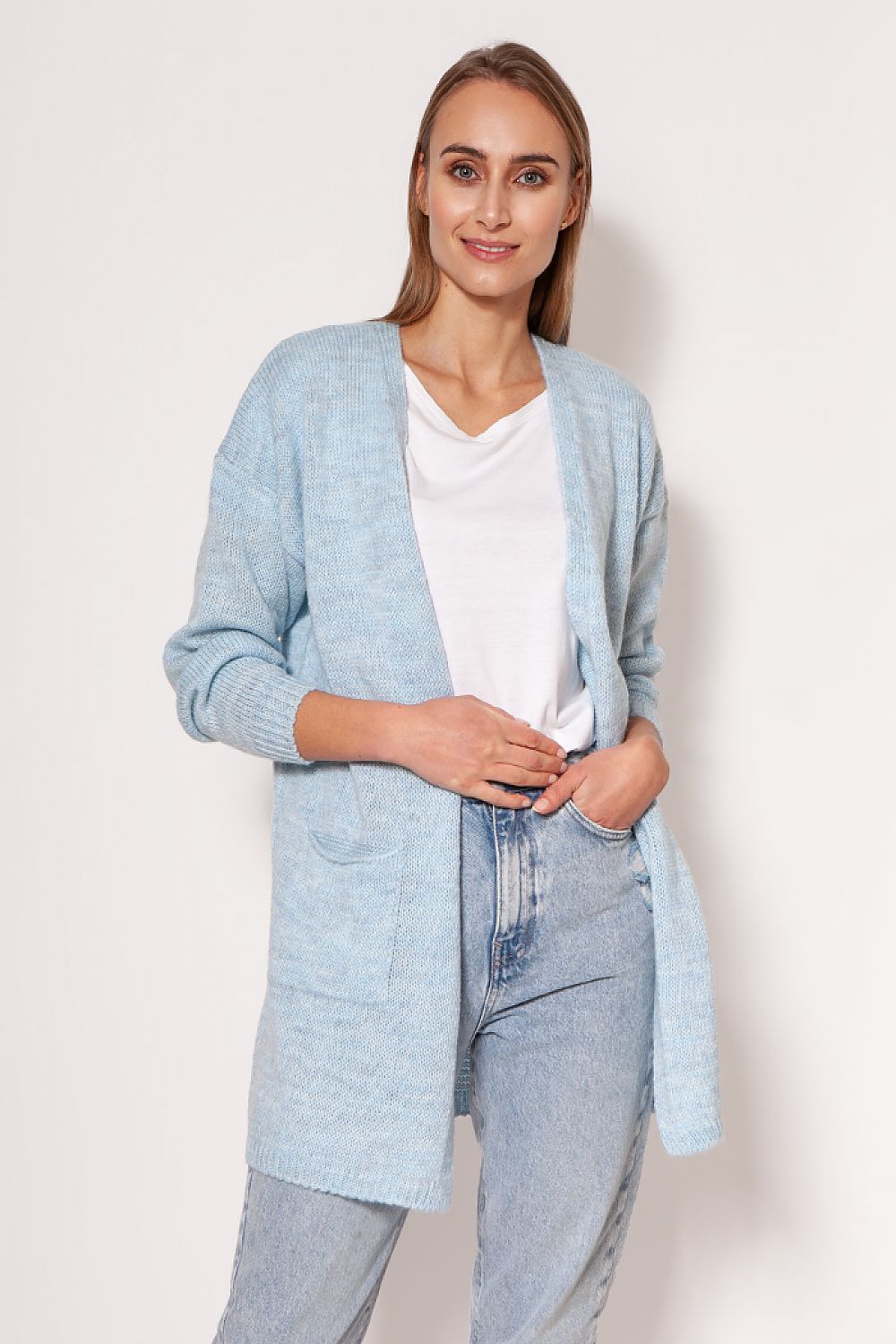 Luxury MKM Melange Knit Cardigan with Dropped Shoulders and Hip Pockets - Available in Plus Sizes