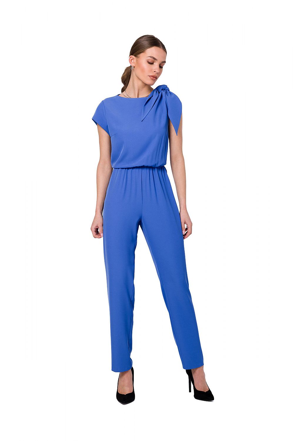 Stylish One-Shoulder Jumpsuit with Tapered Legs and Elastic Waist by Stylove