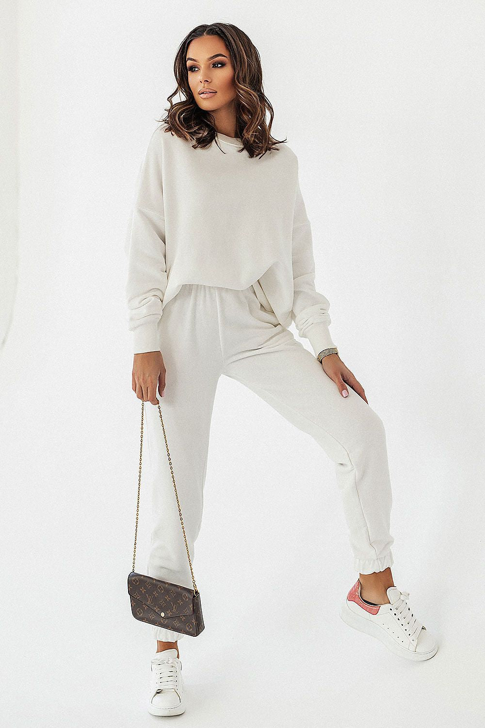 Luxury Cotton Blend Joggers IVON with Drawstring and Pockets - Elegant Comfort Collection