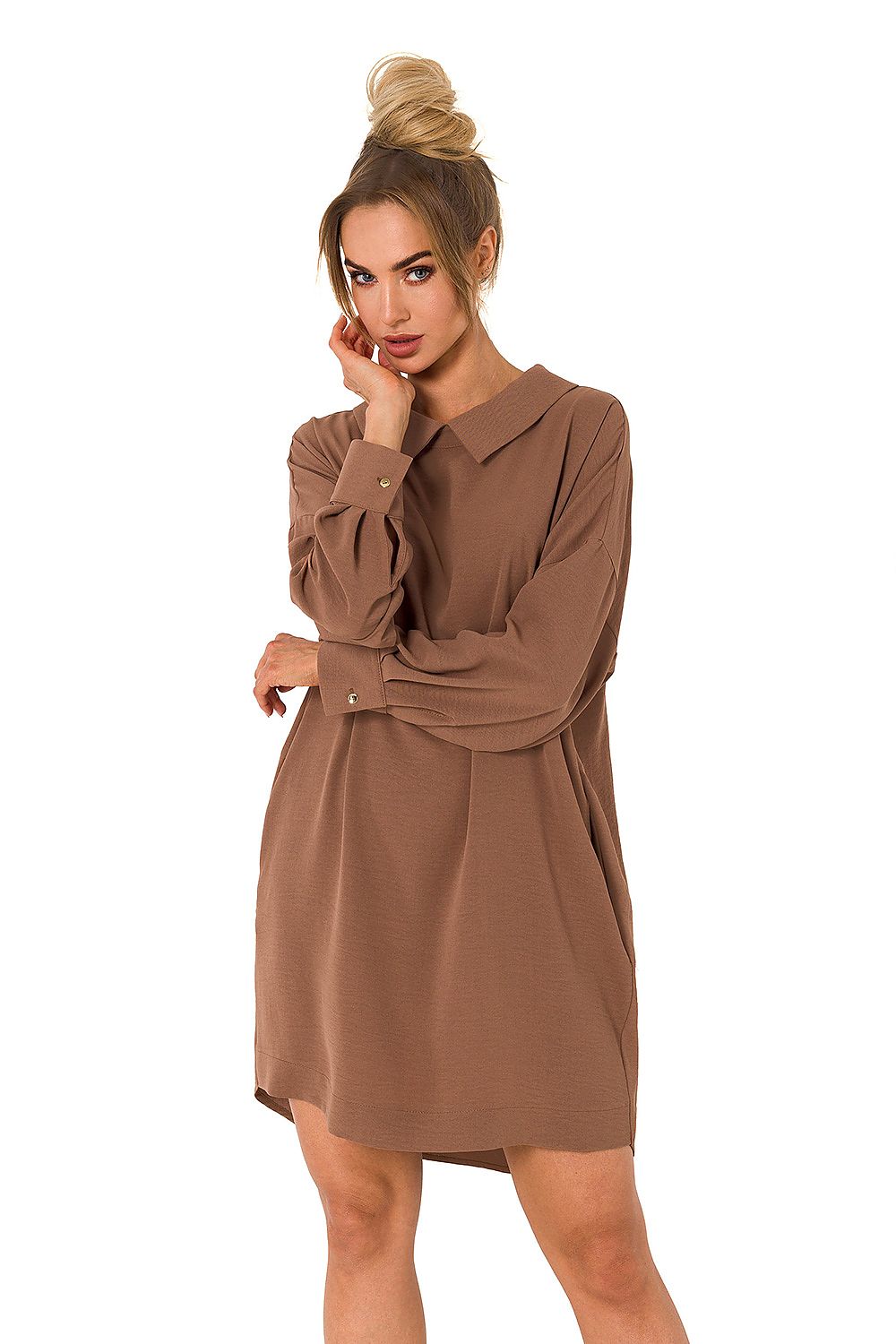 Luxury Moe Daydress With Elegant Chain Detail, Long Sleeves & Loose Fit - Sizes S to XXL