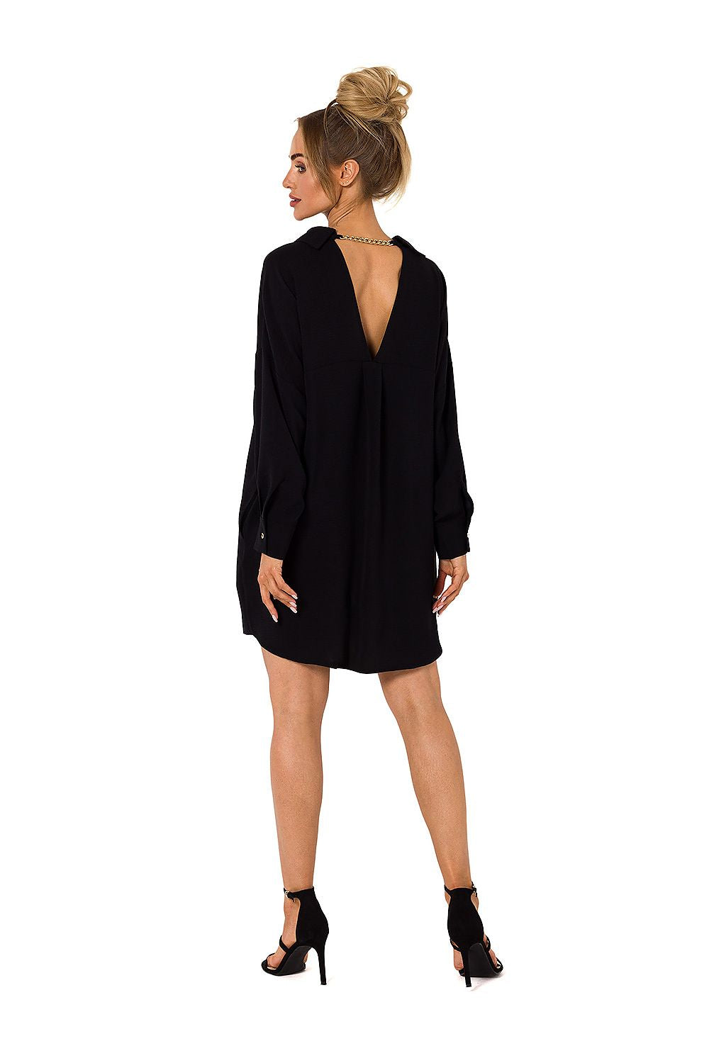 Luxury Moe Daydress With Elegant Chain Detail, Long Sleeves & Loose Fit - Sizes S to XXL