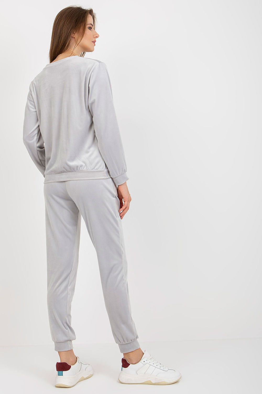 Rue Paris Ladies' Velour Set: Elegant Blouse & Long Pants with Elastic Waistband