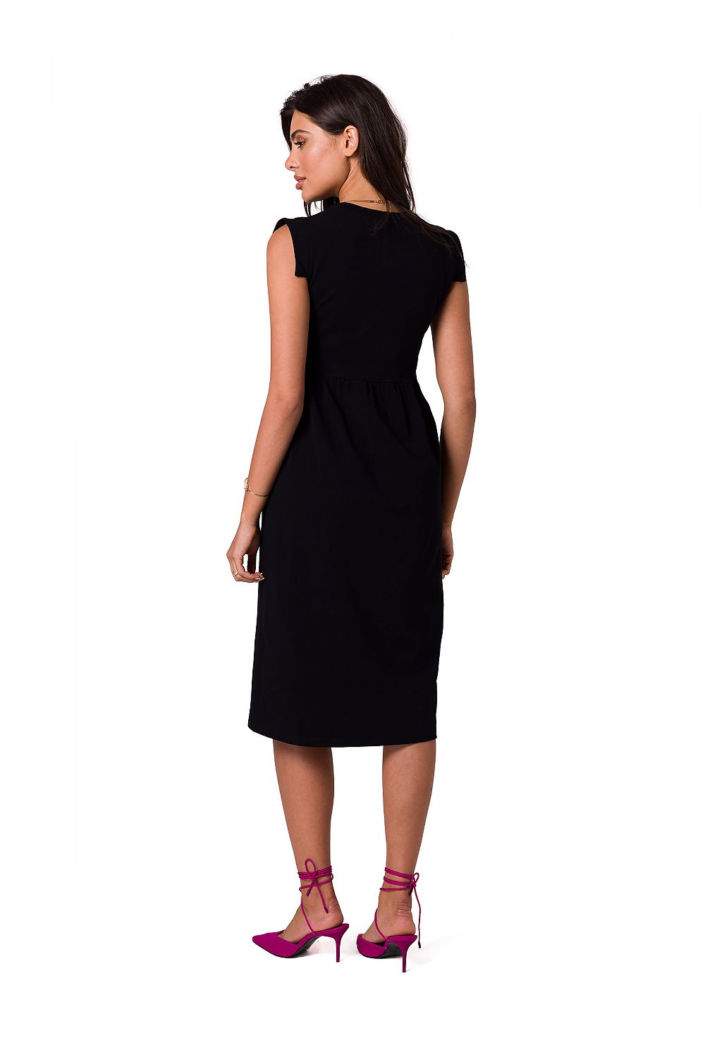 Elegant Midi Dress by BeWear | Elevated Waistline, Sleeveless, 95% Cotton & 5% Spandex