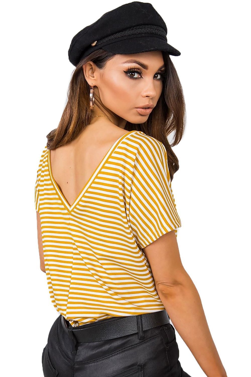 Luxury Striped Round Neck T-Shirt by Rue Paris | Soft Viscose and Spandex Blend | Stylish Casual Wear