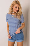Luxury Striped Round Neck T-Shirt by Rue Paris | Soft Viscose and Spandex Blend | Stylish Casual Wear