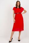 Elegant Italy Moda Cocktail Dress with Pleated Skirt and Black Belt for Formal Events